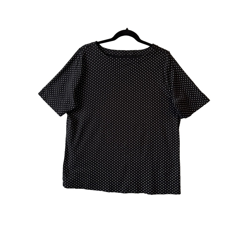 CJ Banks Layer Your Look Polka Dot Short Sleeve Boat Neck Top 1X Retro Americana